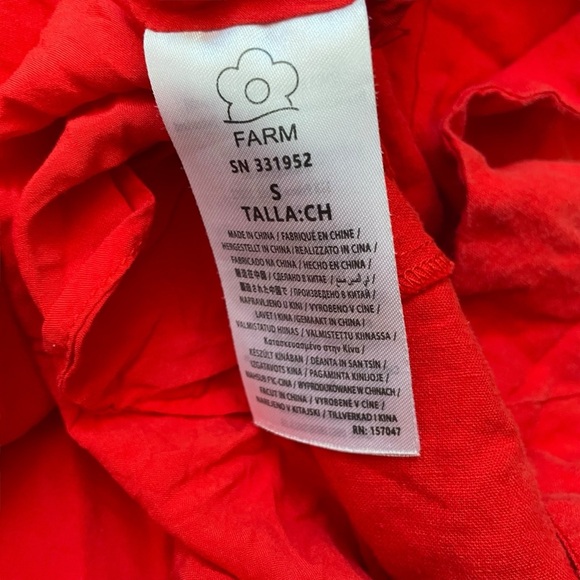 Farm Rio Red Garden Lenzing Ecovero Euroflax Midi Dress Long Wedding Size Small - Picture 9 of 10